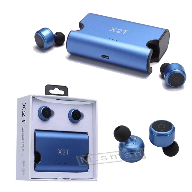 

Original X2T TWS Bluetooth 4.2 Airpods Headphone Wireless Sports Stereo Music Earphone with Charging Socket for iPhone 7 Xiaomi