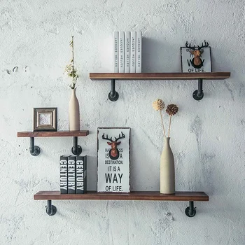 

Vintage Handicraft Urban Industrial Wall Mount Wood Storage Shelf Iron Pipe Toilet Paper Holder Roller Restaurant Restroom