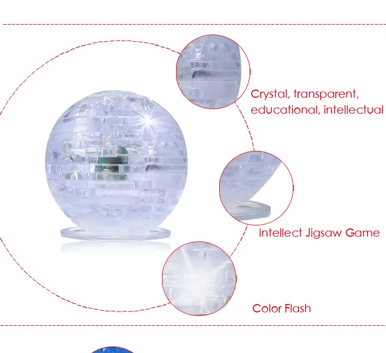 Земля модель головоломки игрушки 3D шар Кристалл Головоломка планета строительство сборка умный DIY головоломки со вспышкой света игрушки для детей>