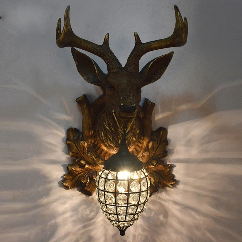 

Nordic Loft Creative Resin Deer Wall Light Retro Art Kitchen Dining Room Bar Decoration Light Free Shipping