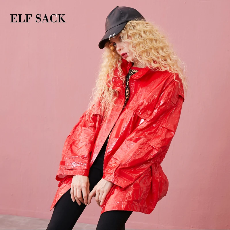 

ELF SACK Autumn New Woman Coats Turn-down Collar Long Sleeve Women Jackets Solid Casual Loose Fashion Outerwear Femme Jackets