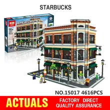 2016 New LEPIN 15017 4616Pcs Creator Starbucks Bookstore Cafe Model Building Kits Minifigure Blocks Bricks Legeo Toys Gift