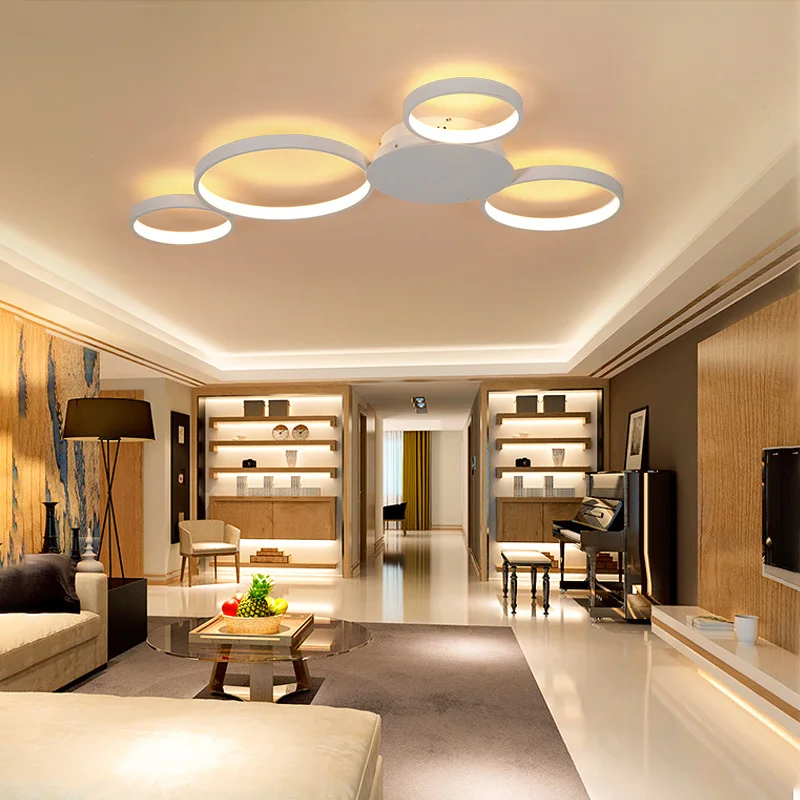 Кофе или белый отделка Современные светодиодные потолочные светильники для гостиной, спальни, кабинета, мастер-комнаты, AC85-265V, светодиодные потолочные светильники
