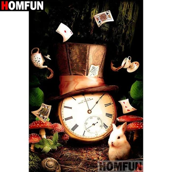 

HOMFUN Full Square/Round Drill 5D DIY Diamond Painting "Clock rabbit" 3D Diamond Embroidery Cross Stitch Home Decor A19196