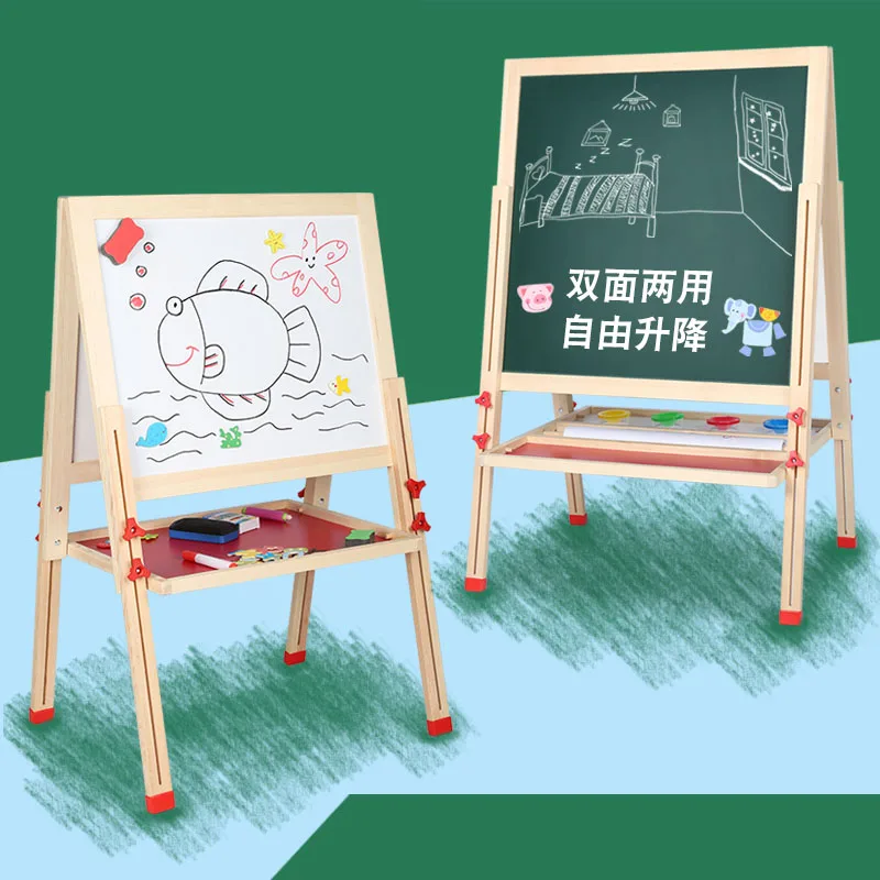  Children drawing board double-sided magnetic small blackboard home teaching bracket Baby drawing bo - 33027667671
