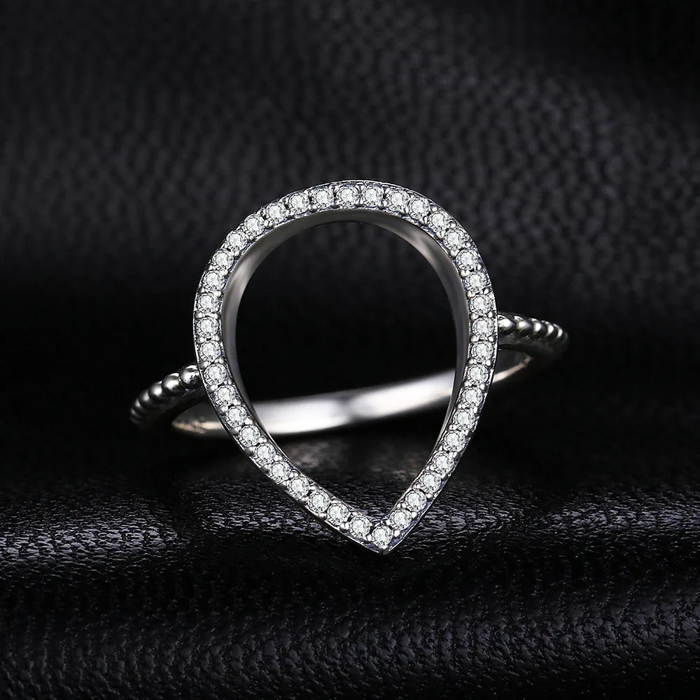 Jewelrypalace 925 Sterling Silver Pave Cubic Zirconia Waterdrop Halo Ring New Design Gift for Engagement Wedding Party Jewelry