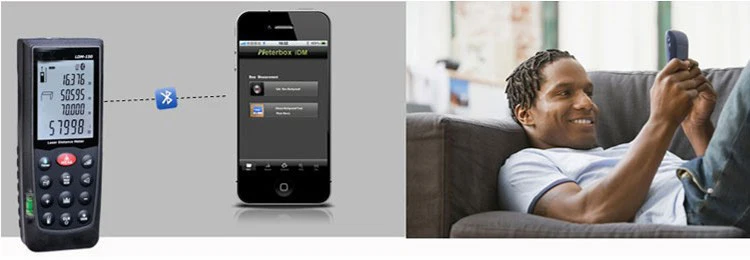 Водонепроницаемый Bluetooth ручной лазерный дальномер Мера 0,1-70 м Площадь Объем для iPod touch iPhone iPad телефона Android