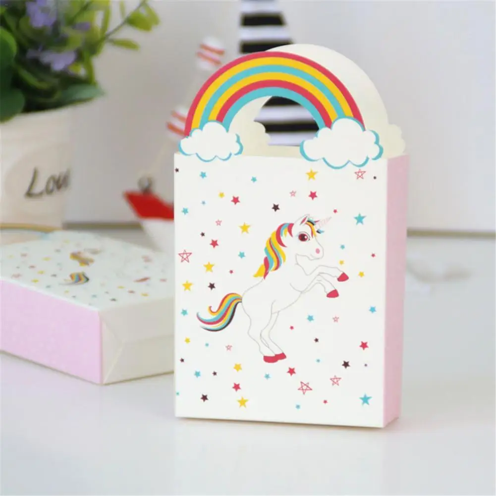 

10pcs/lot Kraft Paper Gift Box Unicorn Party Rainbow Star Cartoon Unicorn Candy Box Packages for Baby Shower Birthday Party