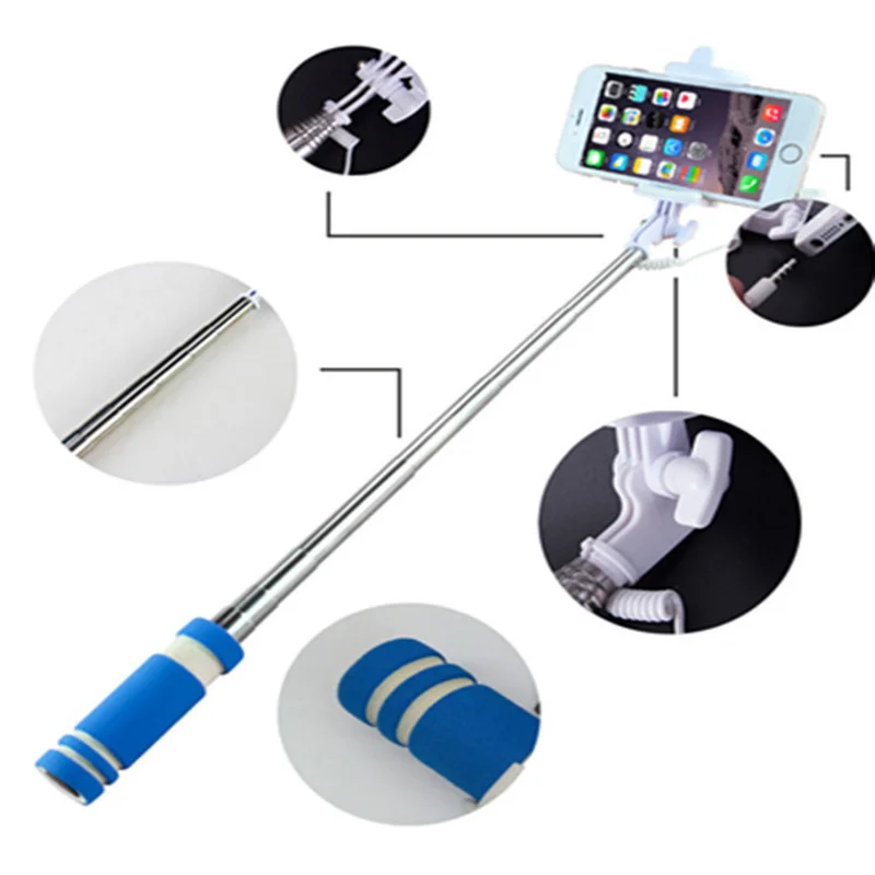 Mini Foldable Wired Selfie Stick Handheld Extendable Monopod Non-slip Handle for IPhone 6/6S Plus/Samsung Selfie Sticks