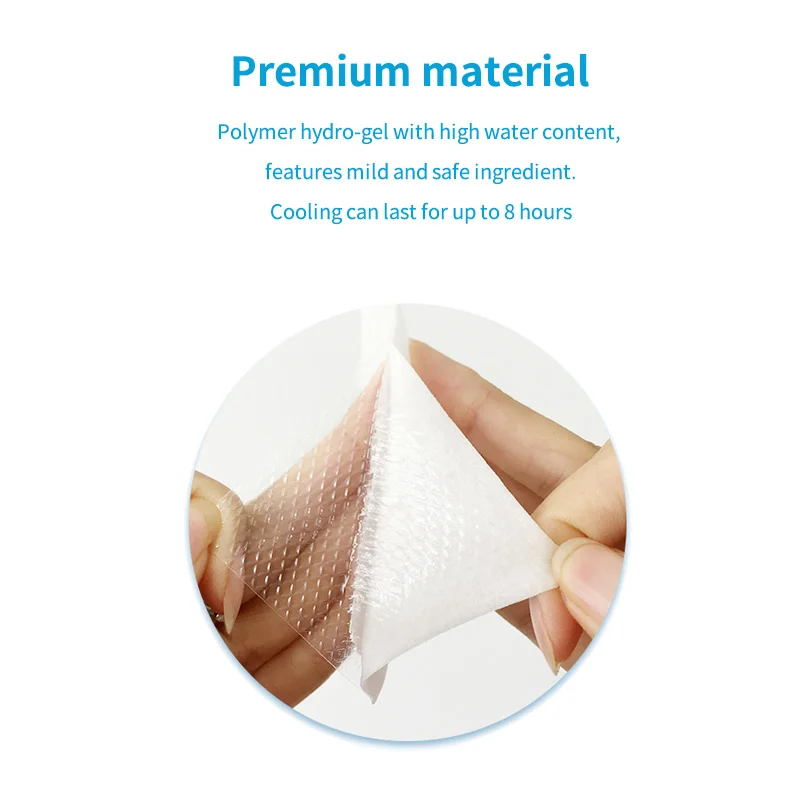 12pcs Fever Cooling Gel Patch Migraine Headache Pain Relief Fever Muscle Ache Summer Heatsroke Baby Kids Adult Home Health Care