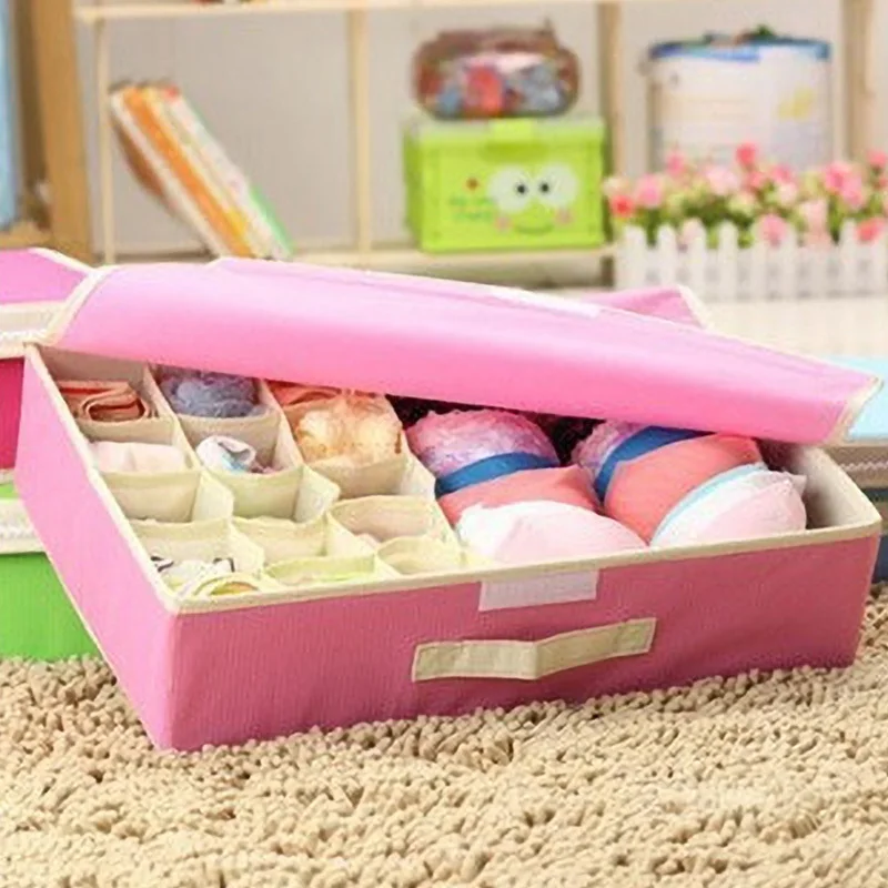 

Storage Box Closet Organizer Wardrobe Drawer Nonwoven Socks Lingerie Drawer Divider Bra Underwear Clothes Organizer Pink Fabric