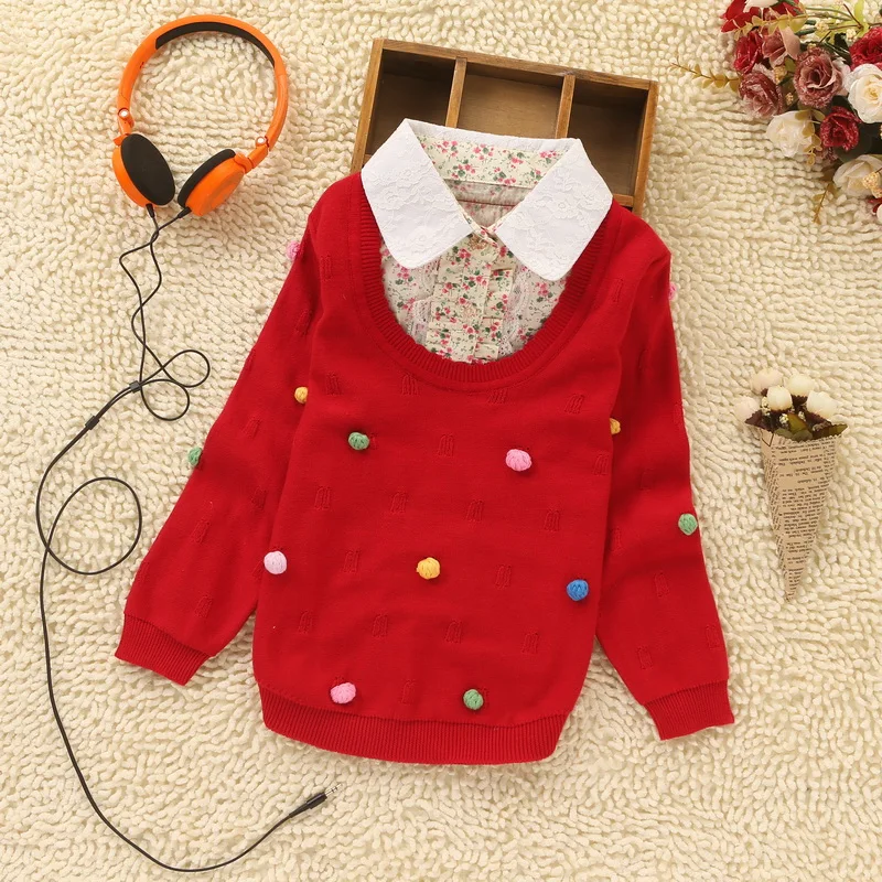 

Brand Children Sweater for girls 100% Cotton Turn-down collar pullover Children clothing baby girls Sweaters kids girls clothes