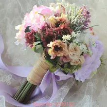 Деревенский Свадебный букет из роз бежевый Лавандовый цветок свадебный букет Романтический Buque Casamento букет De Mariage