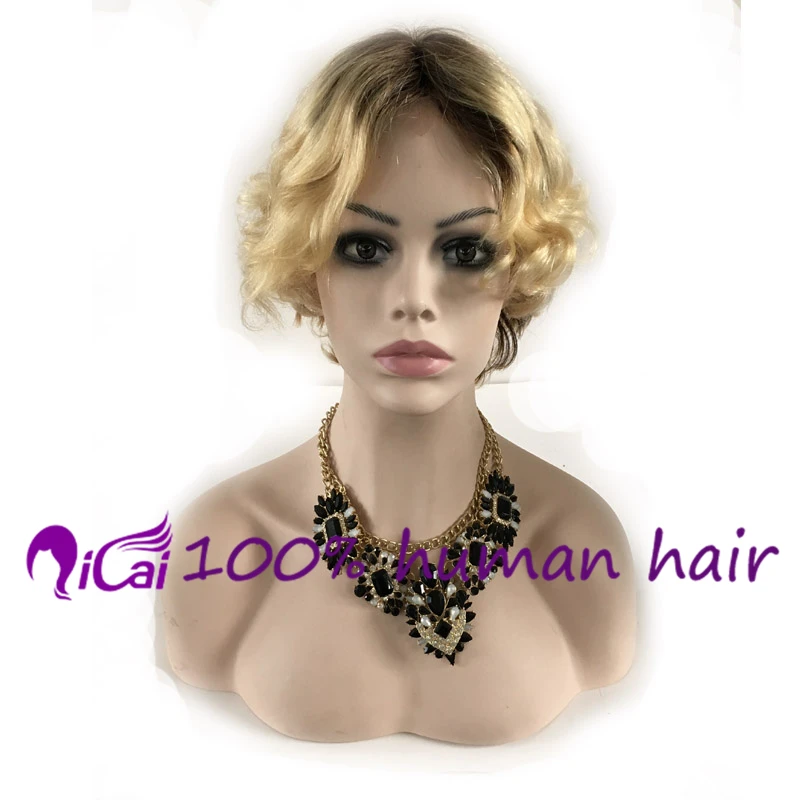 

Cheap Blonde 613 Lace Front Wig Brazilian Virgin Remy Human Hair Wig Bob Short Curt Ombre 1B/ 613 Blonde Lace Front Hair Wig