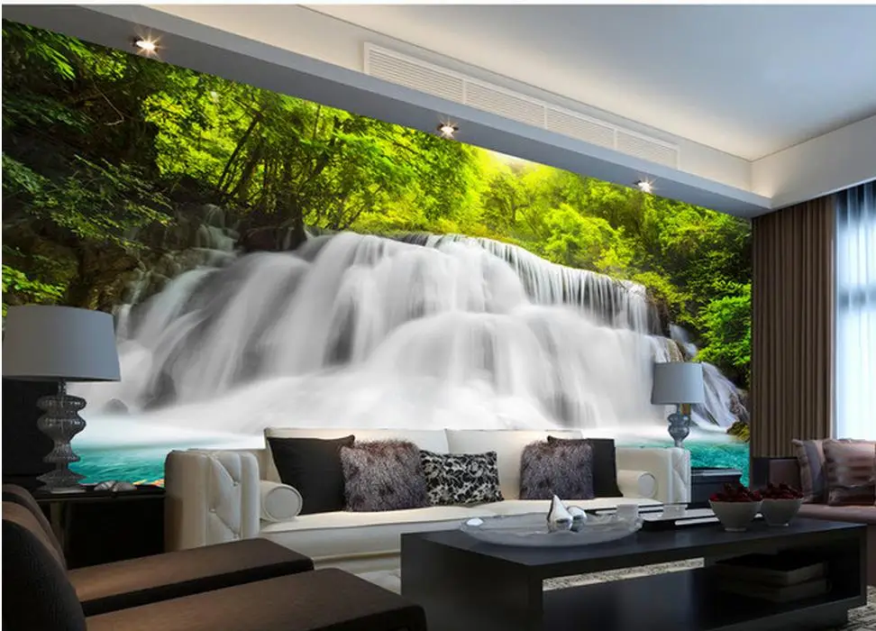 bathroom 3d wallpaper Trees water waterfall backdrop decorative painting landscapes photo 3d