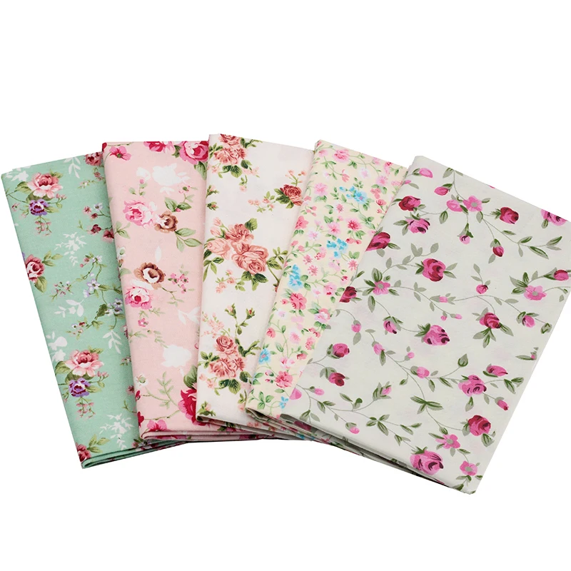 

2017 5pcs elegant Rose Cotton Fabric Printed Series Bundles Comfortable DIY Quilting Patchwork And Crafts Cloth 20x25cm