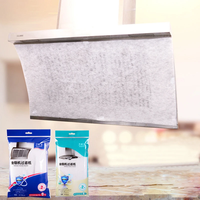 

2pcs/set Transparent Kitchen Anti-oil Fumes Stickers Installed Hood Anti-oil Stickers Hoods Cut Filter Paper Absorbing Paper