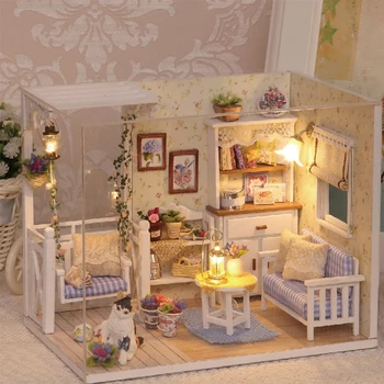 

Doll House Furniture Diy Miniature Dust Cover 3D Wooden Miniaturas Dollhouse Toys for Children Birthday Gifts Kitten Diary