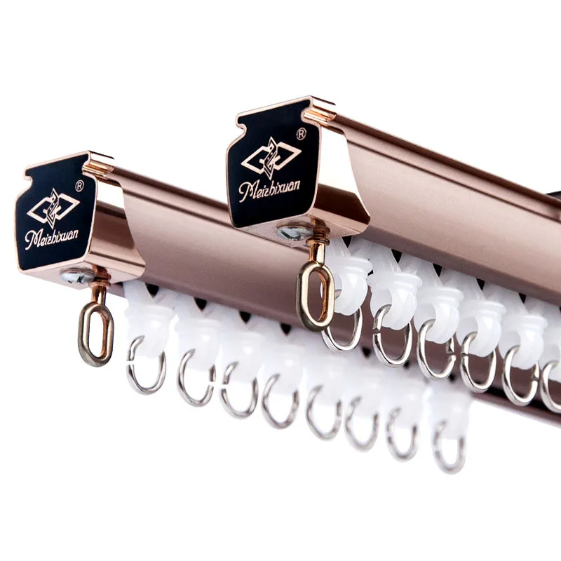 

Three Colors Ivory White Rose Gold Straight Track Luxury Thick Aluminum Alloy Silent Curtain Tracks Curtain Accessories