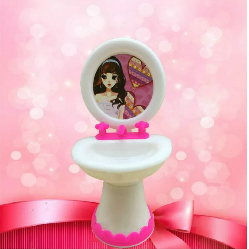 2 шт(кукольный унитаз+ умывальник, туалет) приспособления для мытья кукольный домик мебель для ванной комнаты Набор для и для куклы Келли