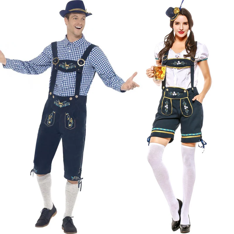 Роскошный баварийский окетберфест Lederhosen для мужчин и женщин праздвечерние чный