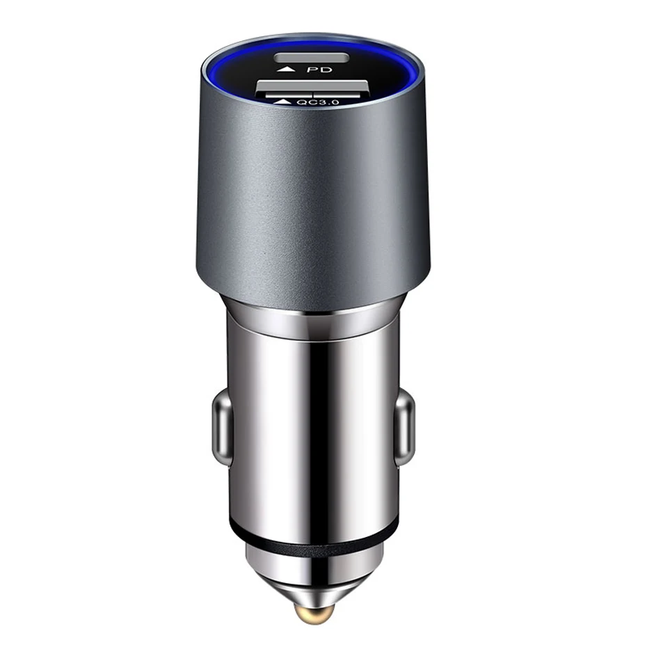Автомобильное зарядное устройство PD QC3.0 с двумя USB зарядными устройствами для iPhone
