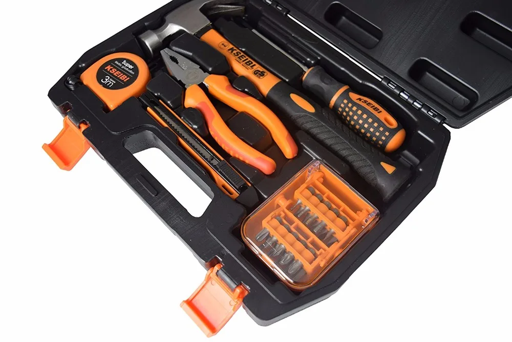

KSEIBI 145065 Household Garage Car Repair Tool Set 26 Pieces with Plastic Toolbox Storage Case