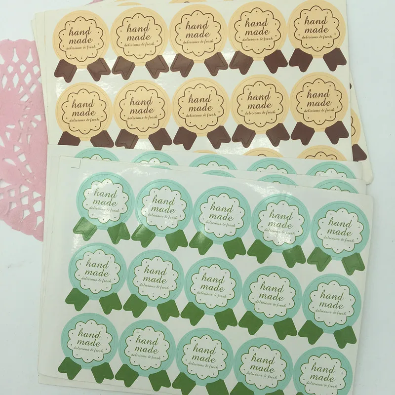 

450pcs/lot DIY Vintage "Handmade" Stickers Kraft Label Sticker 5 Sheets Hand Made For Gift Cake Baking Sealing Sticker