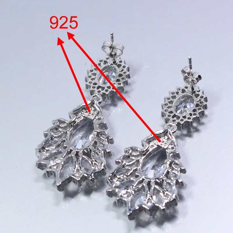 Manny свадебный ювелирный набор стерлингового серебра 925 очаровательные серьги с белым хрусталем кольцо ожерелье кулон TZ273
