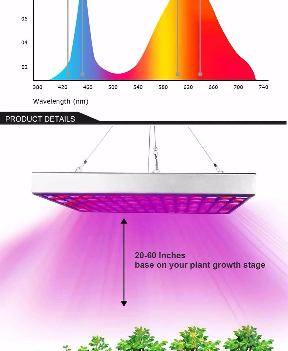 Растения растут светодио дный свет 25 Вт 45 Вт полный спектр для парниковых расти палатка растений рассады и цветочных растений вырасти свет