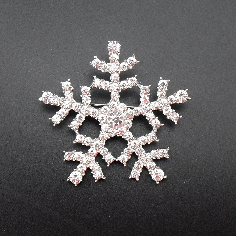 Noël Flocon de Neige Brillant Cristal Strass Broche Pin Bijoux