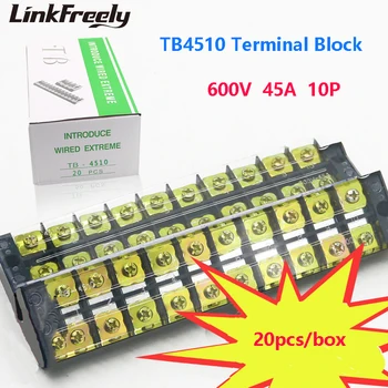

TB4510 10pcs Dual Row Screw Terminal Block Strip 10P 45A /600V Electric Wire Connector Terminal Fast Crimp TB 15A 25A Terminals