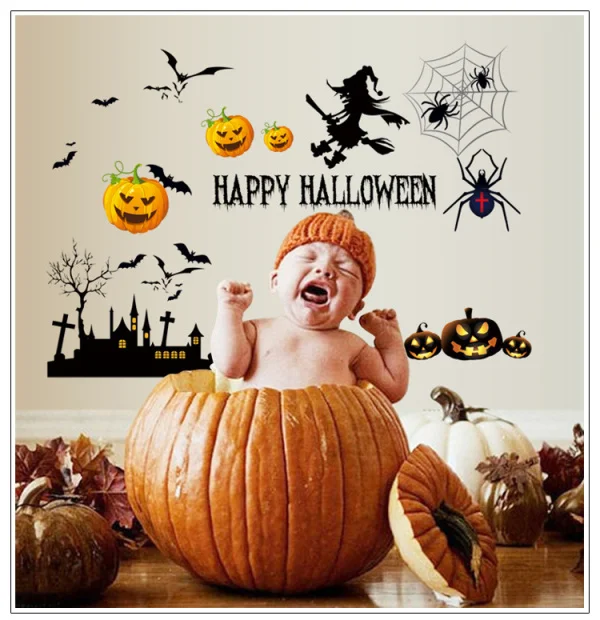 happy halloween wall decorations 2016 brand pumpkin witch window living room decor wall sticker decals gift - Halloween Wall Decorations happy halloween wall decorations 2016 brand pumpkin witch window living room decor wall sticker decals gift - Halloween Wall Decorations