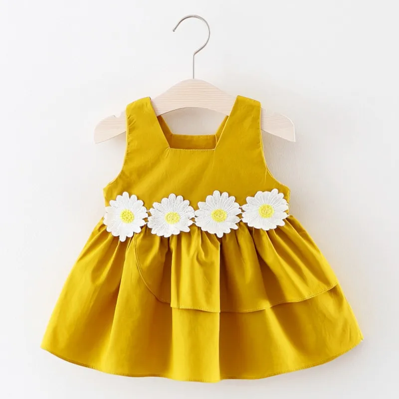 

New Summer SunFlower Vest Girls Dress Baby Girl Princess Dress Children Clothes Kids Party Clothing For Baby Girls