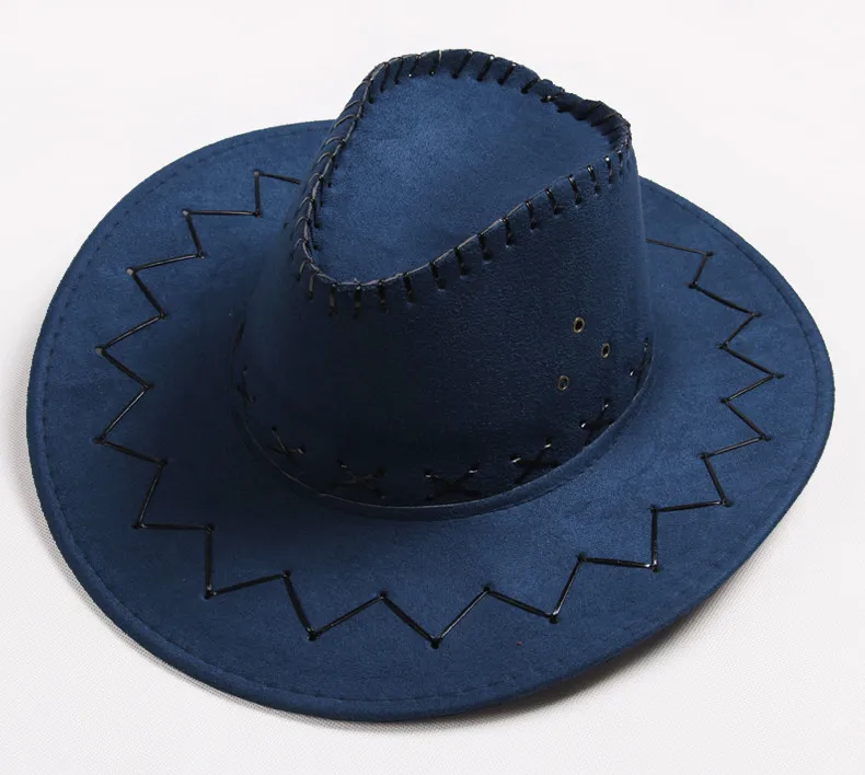 Высокое качество, с широкими полями, Искусственные кожаные ковбойские шляпы для мужчин и женщин, Западный Голливудский стиль, карнавальный костюм, ковбойская шляпа для путешествий AW7587 - Цвет: 12