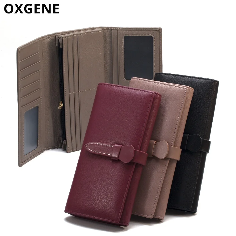 Women Travel Wallets Genuine Leather Multifunction Long Wallet Lady