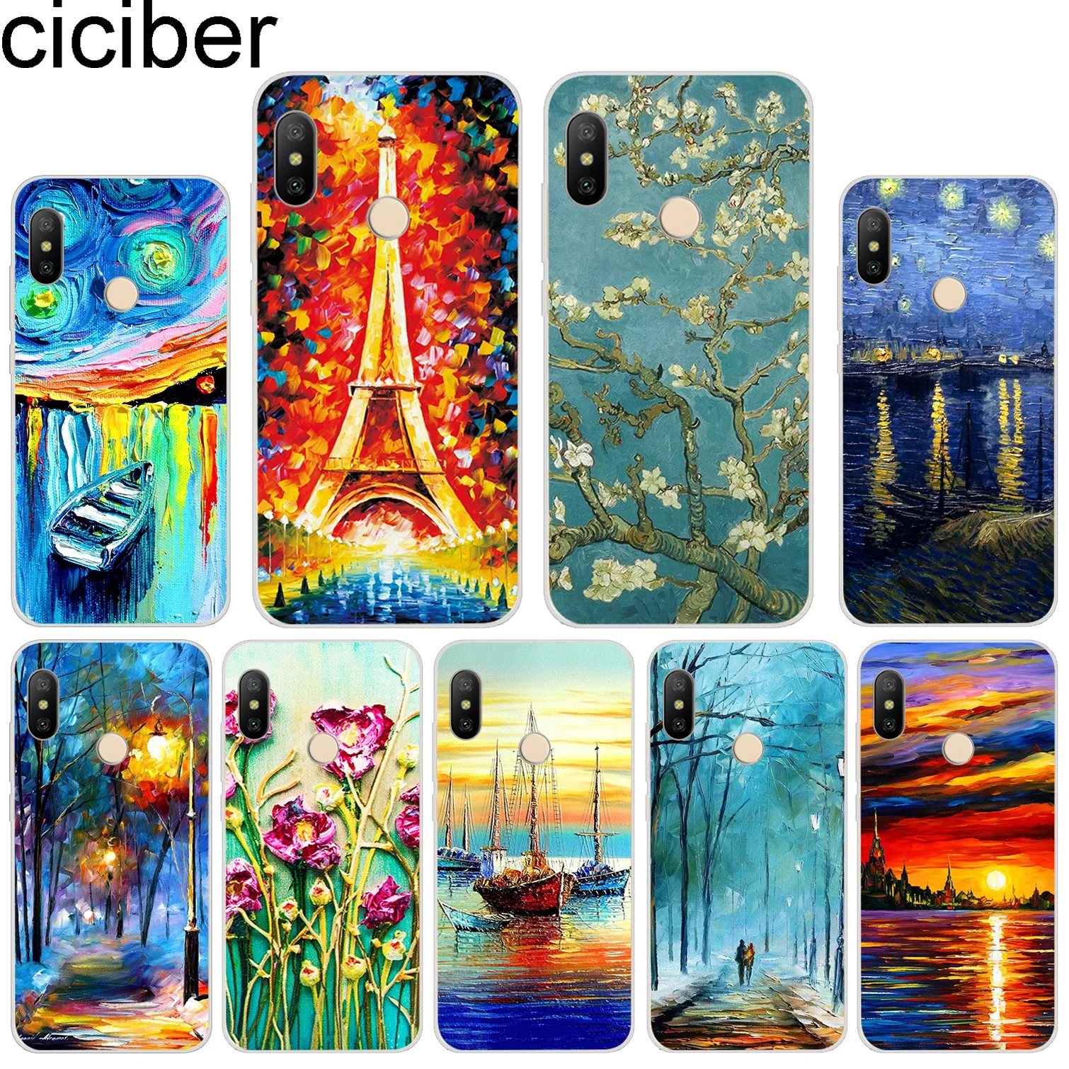 

ciciber For Xiaomi Red 6 5 4 3 A X S Plus Pro S2 Soft TPU Phone Case For Redmi Note 6 5 4 3 X A Pro Van Gogh Oil Painting Fundas