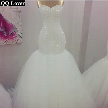 

QQ Lover Full Beads Sweetheart Simple Mermaid Wedding Dress 2019 Wedding Gowns