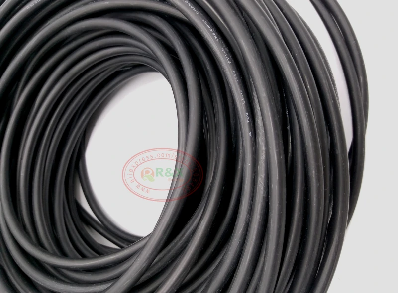 R& X Лидер продаж 50 м/рулон 6мм2 Солнечный Кабель одножильный PV медный кабель черный красный опционально для MC4/MC3