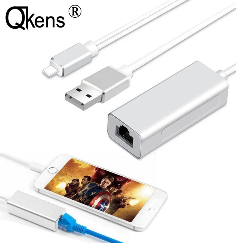 

for iPhone/iPad to RJ45 Ethernet LAN Wired Network Cable Adapter with charging or USB Camera Connection Kit Port etc. Optional
