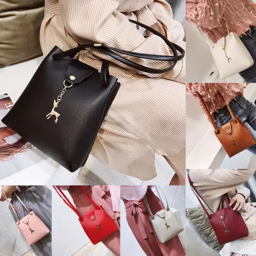 Модная женская сумочка кожаный портфель сумки на плечо однотонная Простая Сумка