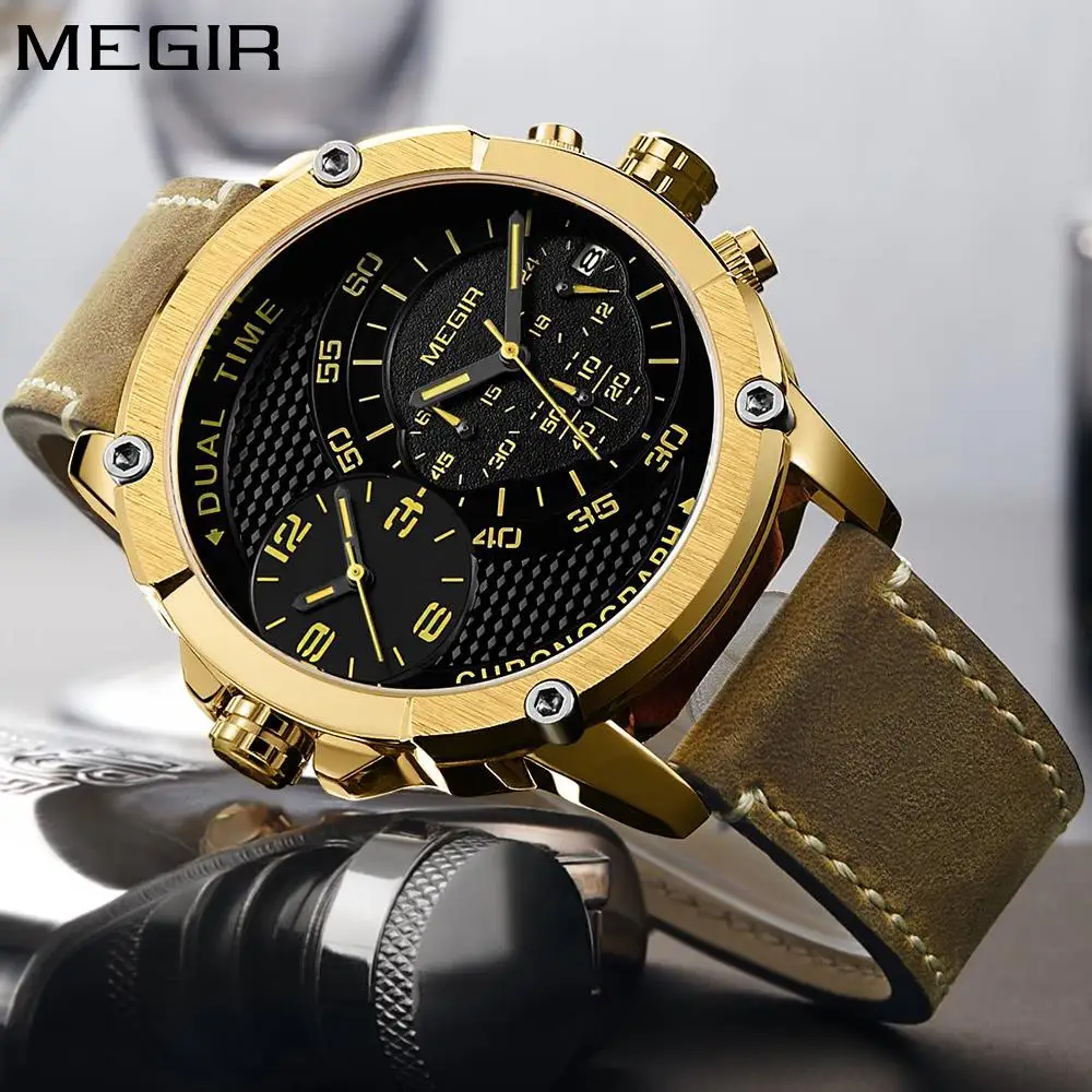 MEGIR Relogio Masculino Big Dial Men Watches Top Luxury Brand Black Quartz Military Wrist Watch Men Clock Men's Sports Watch New MEGIR Relogio Masculino Big Dial Men Watches Top Luxury Brand Black Quartz Military Wrist Watch Men Clock Men's Sports Watch New