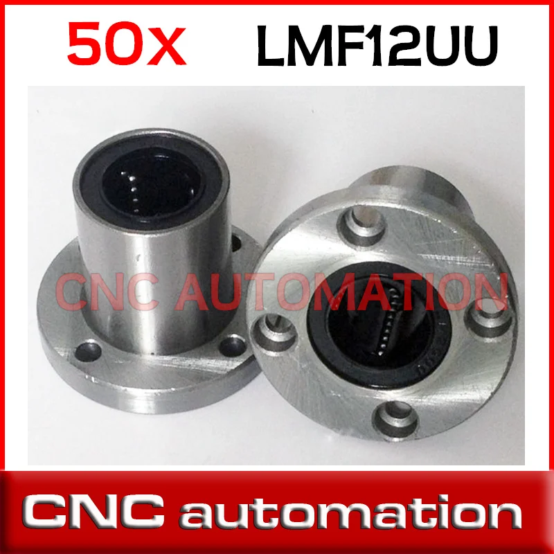 12mm 선형 샤프트 CNC 용 LMF12UU 플랜지 선형 볼 베어링 50 개