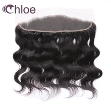 Chloe Малайзии Волосы remy 13*4 уха до уха Кружева Фронтальная Закрытие объемная волна отбеленные узлы Волосы младенца свободная часть натуральные волосы