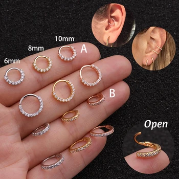 1PC 6-10mm Cz Nose Hoop Nostril Ring Flower Helix Cartilage Tragus Earring 20gx8mm  Cz Cartilage Huggie Hoop Earring Jewelry