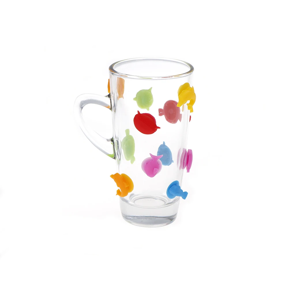 

Hot Sale 12 pcs/set Silicone Label Rubber Wine Glasses Recognizer Party Dedicated Fish Suction Cup Wine Glass Marker Party Favor