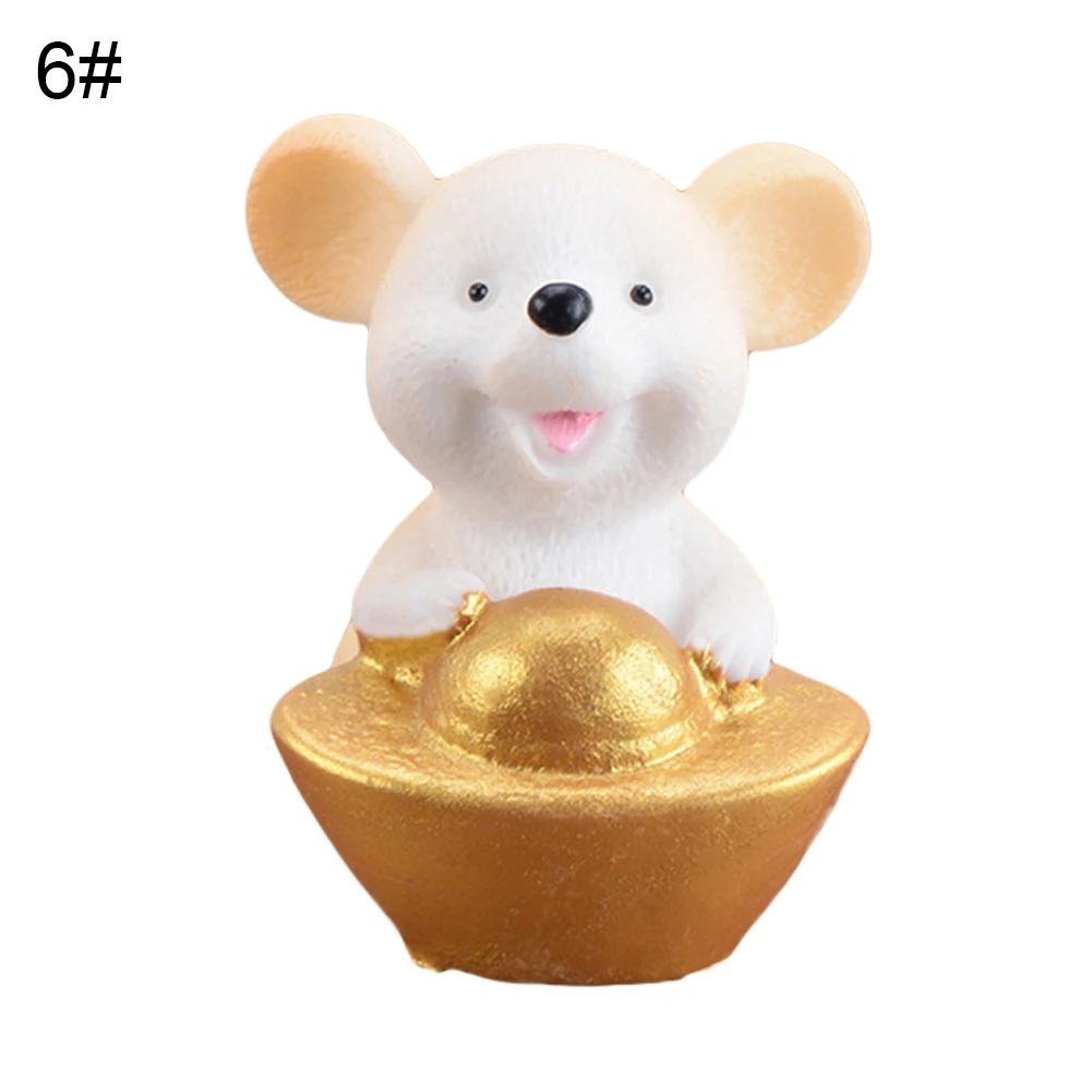 Mini Shengxiao Figurine Resin Decoration Crafts Ingot Gold Coin Lucky Rat Animal Figurines Statue DIY Garden Table Ornament