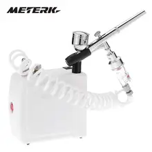 Meterk Аэрограф 110-240 В гравитационный подающий пистолет-распылитель двойного действия Пескоструйный Аппарат для воздушного компрессора комплект Краскораспылитель набор инструментов