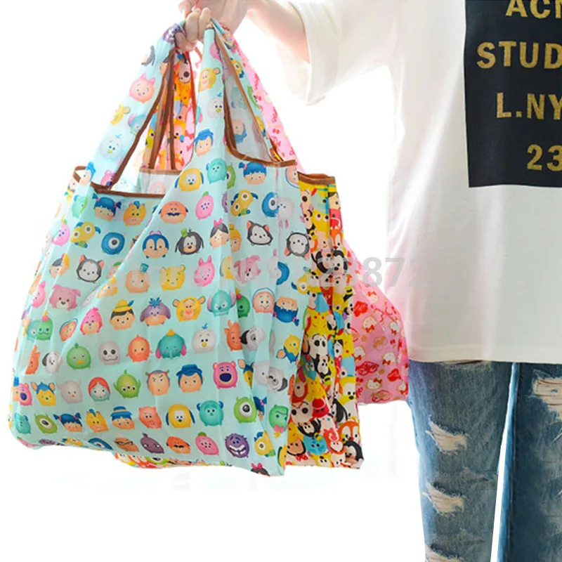Cartoon Tsum Tsum Hello Kitty Folding Reusable Shopping Bag Foldable Nylon Grocery Bags Large ...