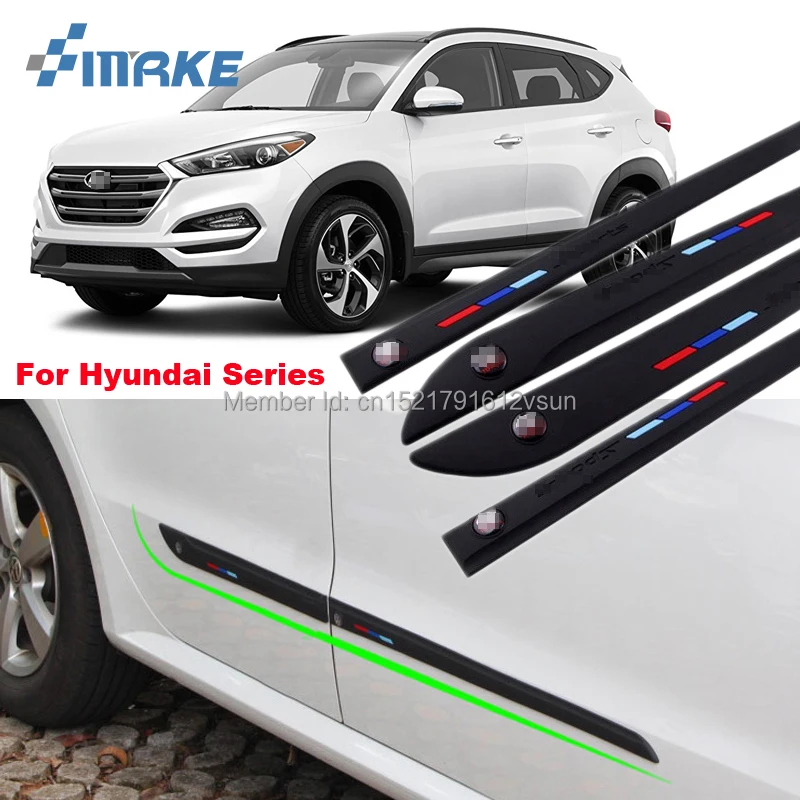 

smRKE Car styling Rubber Doors High Quality Side Anti Scratch Protector Bumper Guard Scratch Guard Sticker Label For Hyundai